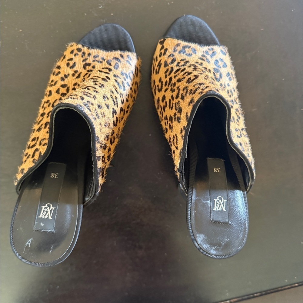 MANGO animal print Leather hair on Heels Size 7.5 - Picture 4 of 9